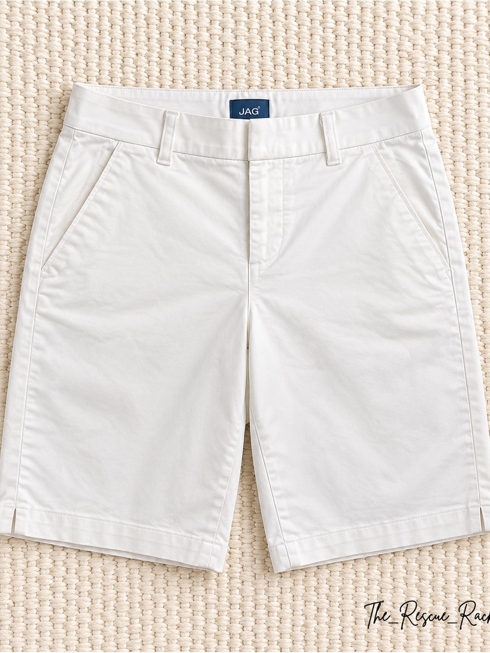 JAG Maddie Bermuda Chino Shorts Womens Size 4 White Mid Rise Stretch 11"